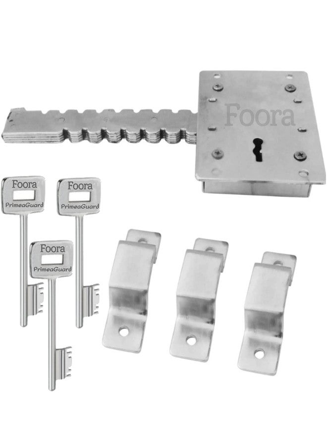 Foora PrimeGuard 10 Chal Main Gate Lock - 8 Lever, Silver Finish, High-Security Double Sided Lock for Main Gates, Doors, Home & Commercial Use, Extra Key Included - Image 4